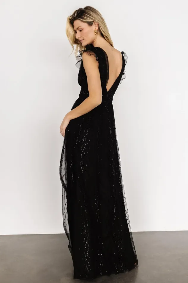 Annika Sequin Mesh Maxi Dress Black Women Baltic Born Embellished Sequin Annika Sequin Mesh Maxi Dress Black Women Baltic Born Embellished Sequin