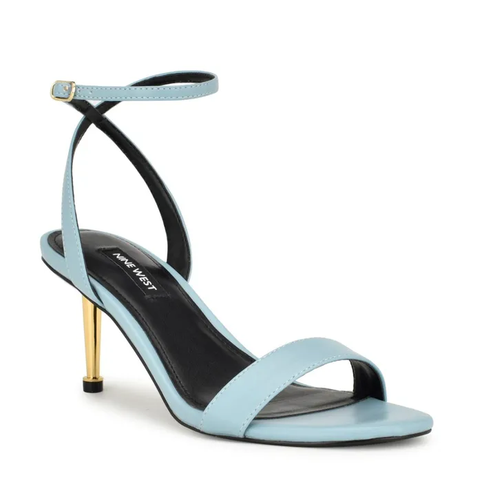 Anny Ankle Strap Heeled Sandals Blue Women Nine West Heeled Anny Ankle Strap Heeled Sandals Blue Women Nine West Heeled