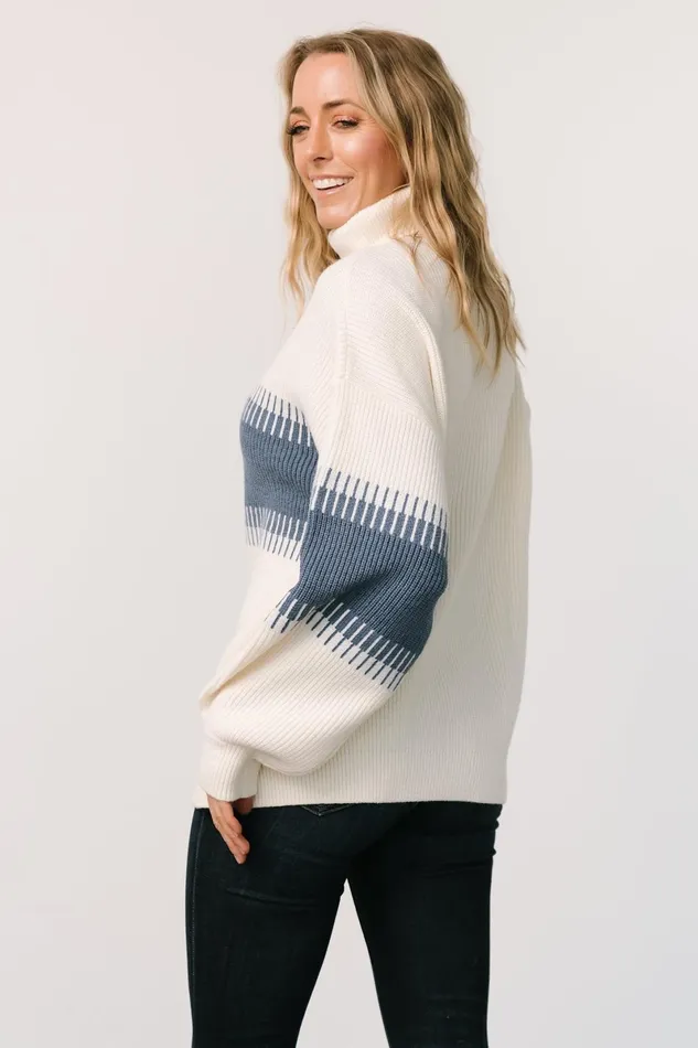 Antonov Turtle Neck Sweater Blue Cream Women Baltic Born Sweaters Antonov Turtle Neck Sweater Blue Cream Women Baltic Born Sweaters