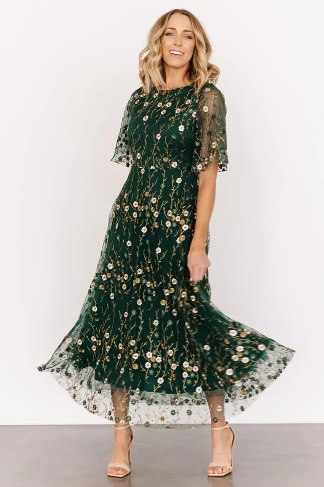 Arabella Embroidered Tulle Maxi Dress Dark Green Floral Women Baltic Born Tulle Styles Arabella Embroidered Tulle Maxi Dress Dark Green Floral Women Baltic Born Tulle Styles