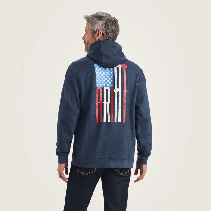 Ariat US Of A Sweatshirt Navy Heather Men Ariat Sweatshirts and Hoodies
