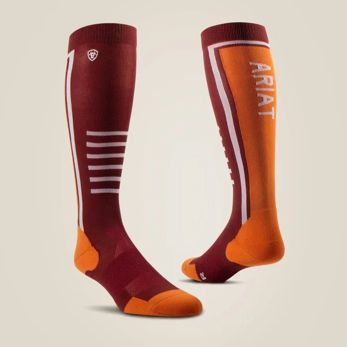 AriatTEK Slimline Performance Socks Fired Brickpumpkin MenWomen Ariat Socks