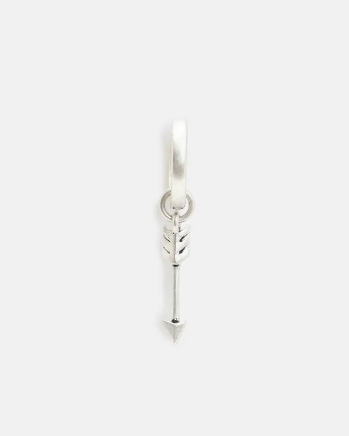 Arrow Sterling Silver Hoop Earring Warm Silver Men AllSaints Accessories