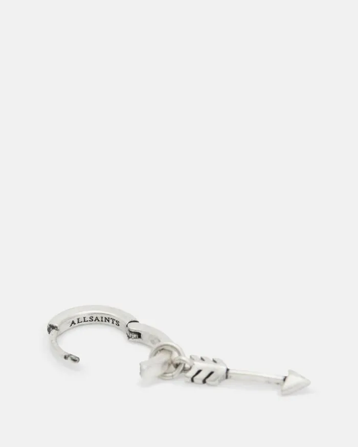 Arrow Sterling Silver Hoop Earring Warm Silver Men AllSaints Accessories
