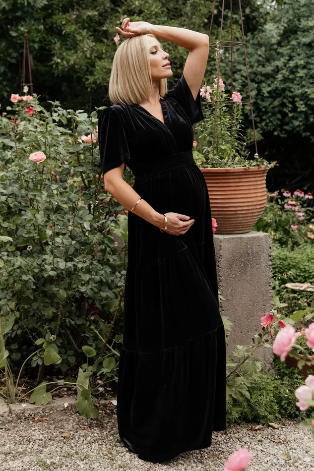 Artemis Velvet Maxi Dress Black Women Baltic Born Bump Friendly