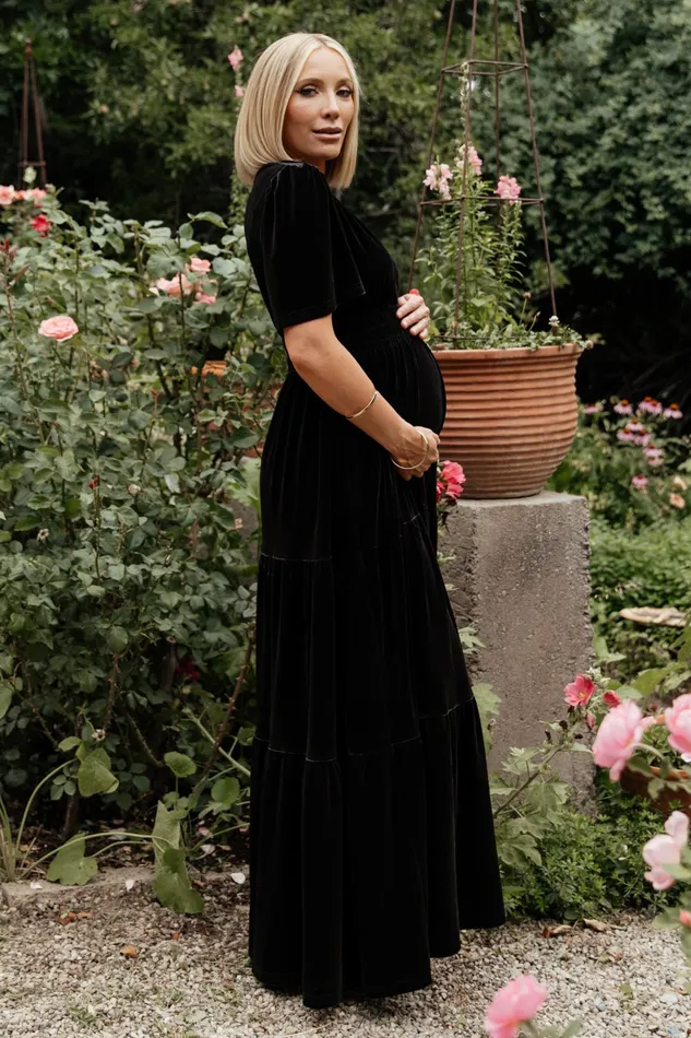 Artemis Velvet Maxi Dress Black Women Baltic Born Bump Friendly