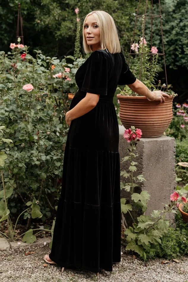 Artemis Velvet Maxi Dress Black Women Baltic Born Bump Friendly