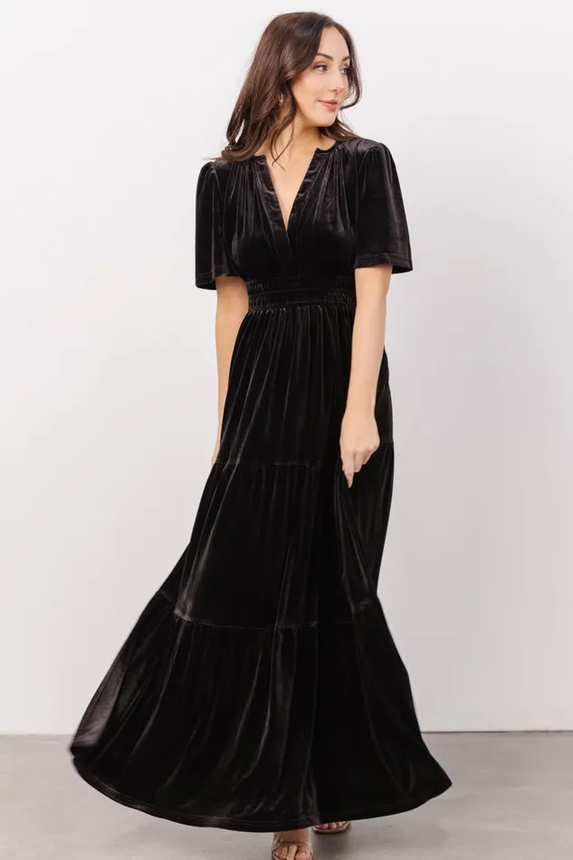 Artemis Velvet Maxi Dress Black Women Baltic Born Bump Friendly