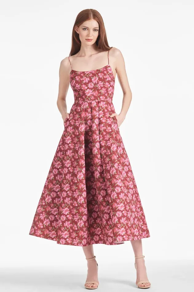 Audra Dress 8211 Bordeaux Bloom Women Sachin and Babi Sleeveless