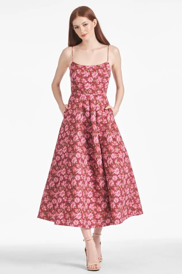 Audra Dress 8211 Bordeaux Bloom Women Sachin and Babi Sleeveless
