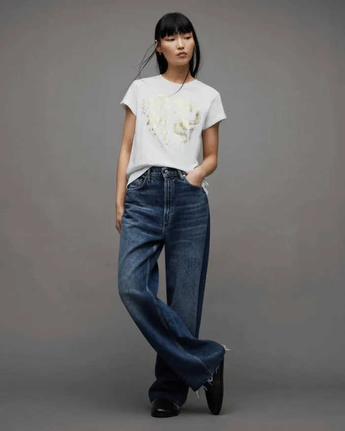 Auru Dragon Printed Anna TShirt White Women AllSaints Tops and Shirts