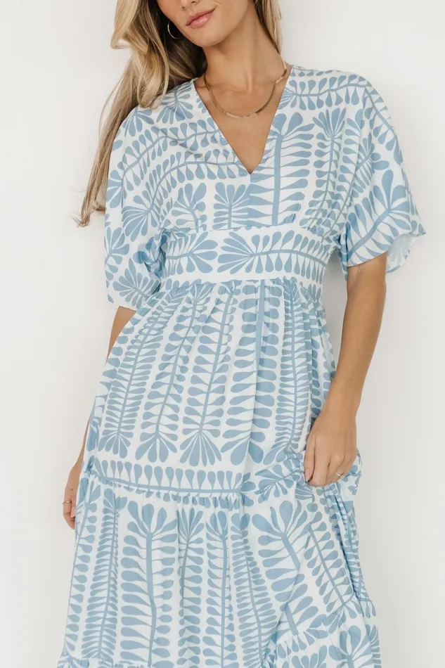 Austin Kimono Dress Blue Print Women Baltic Born Bump Friendly Austin Kimono Dress Blue Print Women Baltic Born Bump Friendly