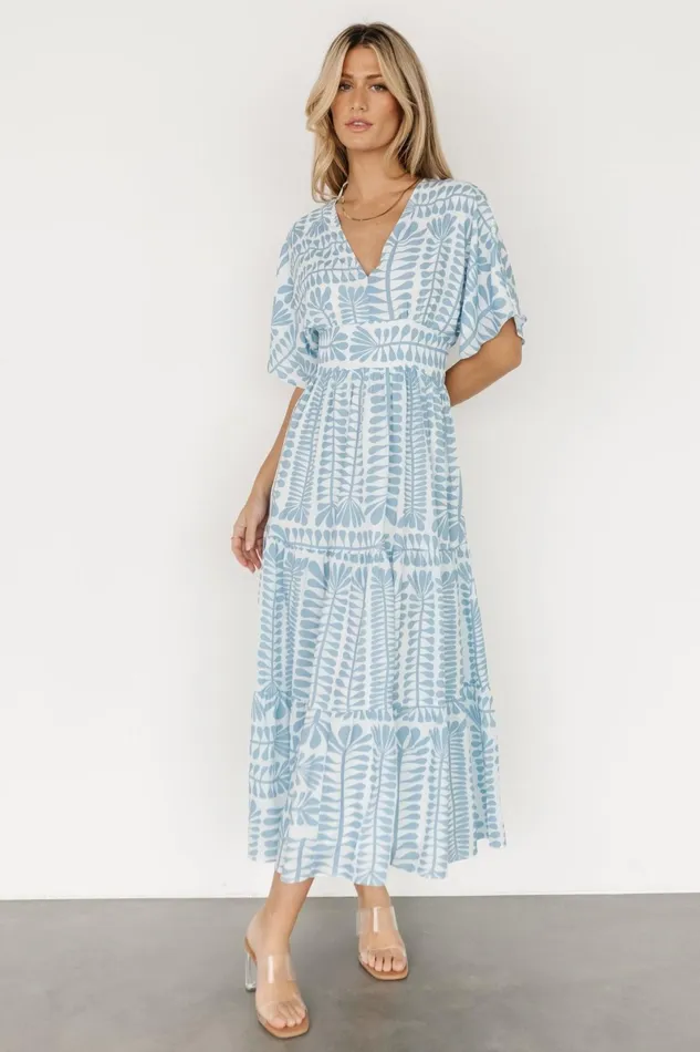 Austin Kimono Dress Blue Print Women Baltic Born Bump Friendly Austin Kimono Dress Blue Print Women Baltic Born Bump Friendly