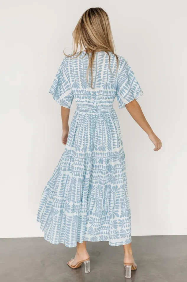 Austin Kimono Dress Blue Print Women Baltic Born Bump Friendly Austin Kimono Dress Blue Print Women Baltic Born Bump Friendly