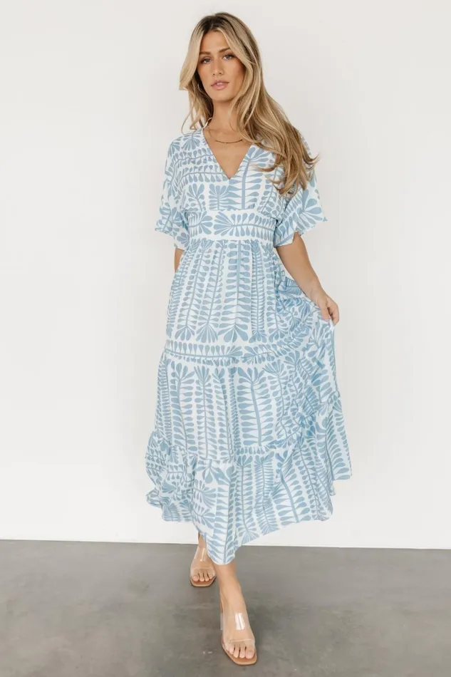 Austin Kimono Dress Blue Print Women Baltic Born Bump Friendly Austin Kimono Dress Blue Print Women Baltic Born Bump Friendly