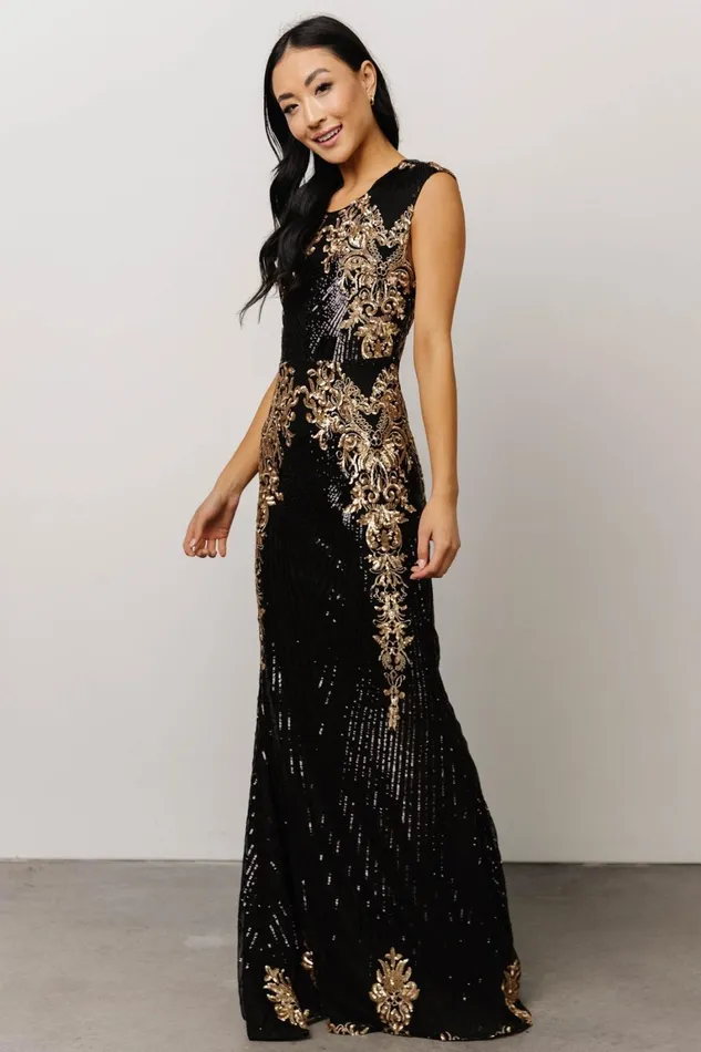Azura Gown Black And Gold Women Baltic Born Embellished Sequin Azura Gown Black And Gold Women Baltic Born Embellished Sequin