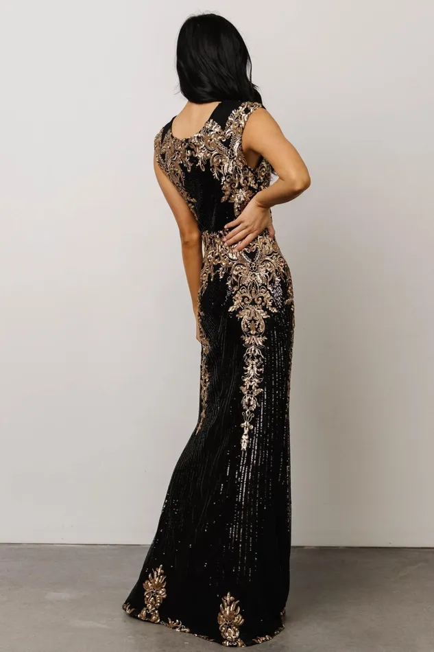Azura Gown Black And Gold Women Baltic Born Embellished Sequin Azura Gown Black And Gold Women Baltic Born Embellished Sequin