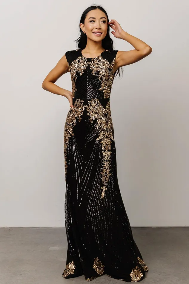 Azura Gown Black And Gold Women Baltic Born Embellished Sequin Azura Gown Black And Gold Women Baltic Born Embellished Sequin