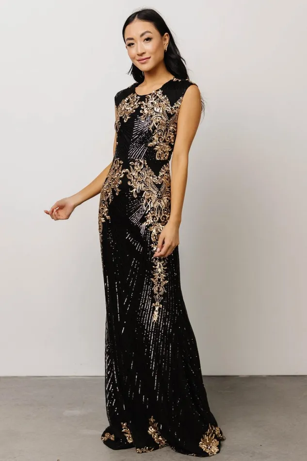 Azura Gown Black And Gold Women Baltic Born Embellished Sequin Azura Gown Black And Gold Women Baltic Born Embellished Sequin