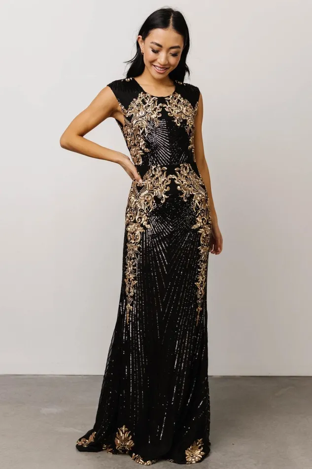 Azura Gown Black And Gold Women Baltic Born Embellished Sequin Azura Gown Black And Gold Women Baltic Born Embellished Sequin