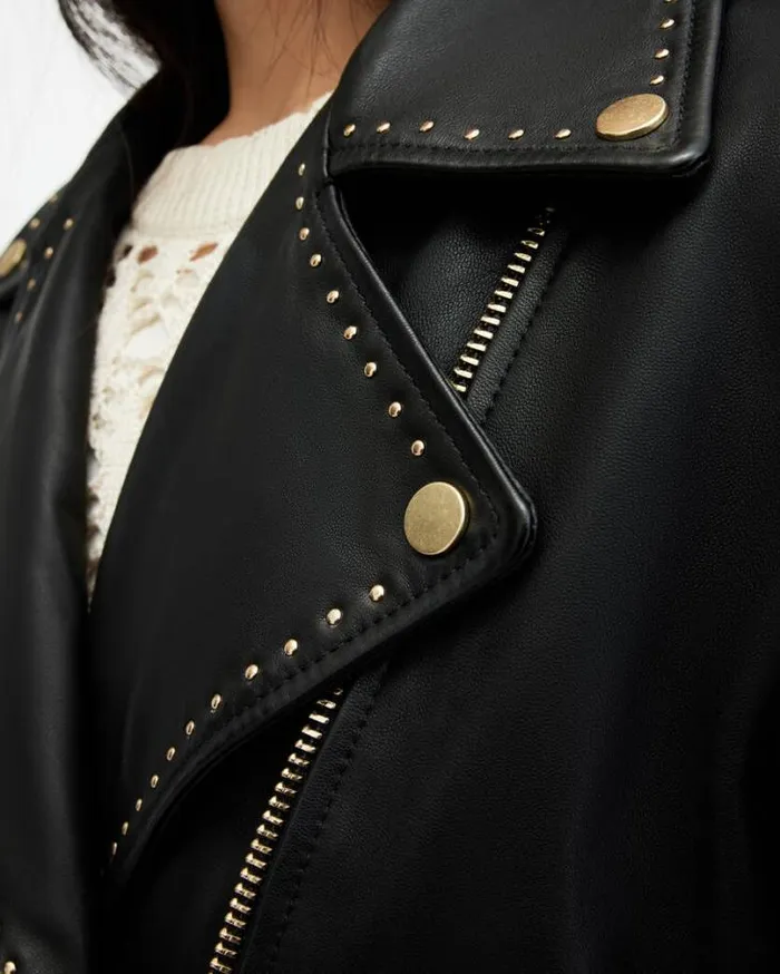Balfern Studded Leather Biker Jacket Black Women AllSaints Jackets and Coats Balfern Studded Leather Biker Jacket Black Women AllSaints Jackets and Coats