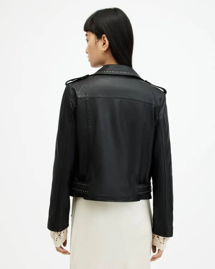 Balfern Studded Leather Biker Jacket Black Women AllSaints Jackets and Coats Balfern Studded Leather Biker Jacket Black Women AllSaints Jackets and Coats