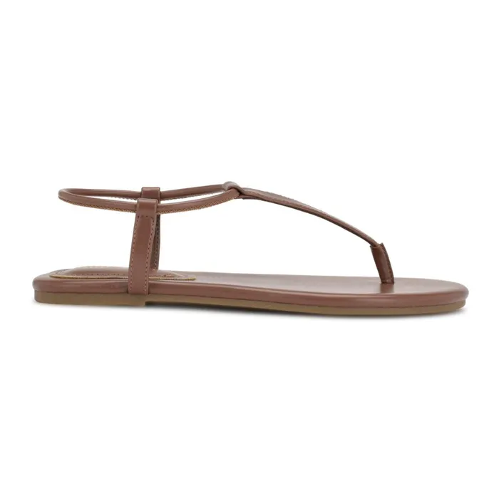 Bassie Flat Sandals Dark Tan Women Nine West Sandals