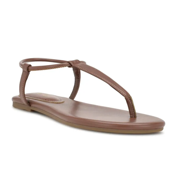 Bassie Flat Sandals Dark Tan Women Nine West Sandals Bassie Flat Sandals Dark Tan Women Nine West Sandals