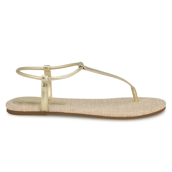 Bassie Flat Sandals Platino Women Nine West Flats