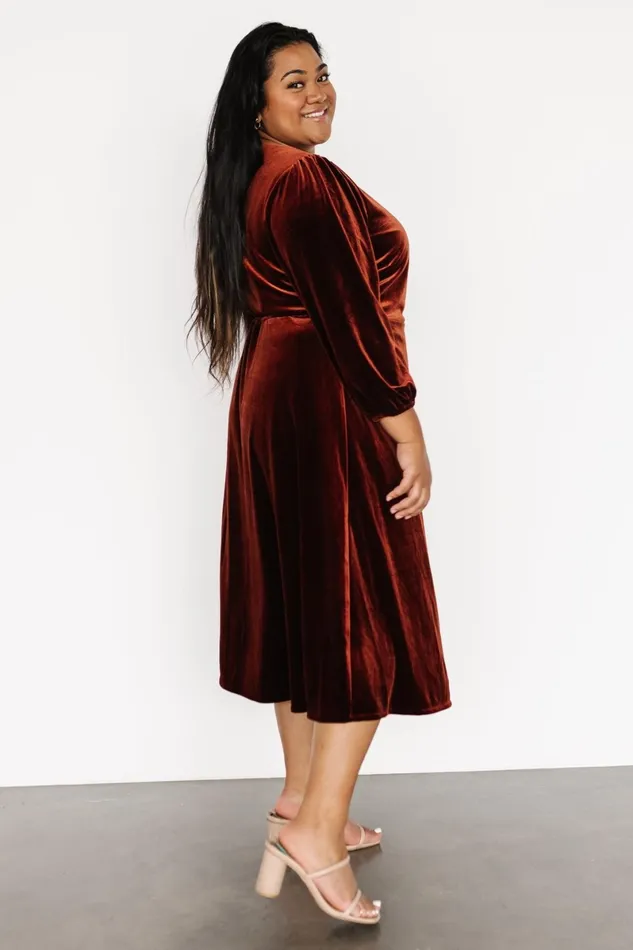 Beckinsale Velvet Wrap Dress Cinnamon Women Baltic Born Midi Dresses Beckinsale Velvet Wrap Dress Cinnamon Women Baltic Born Midi Dresses