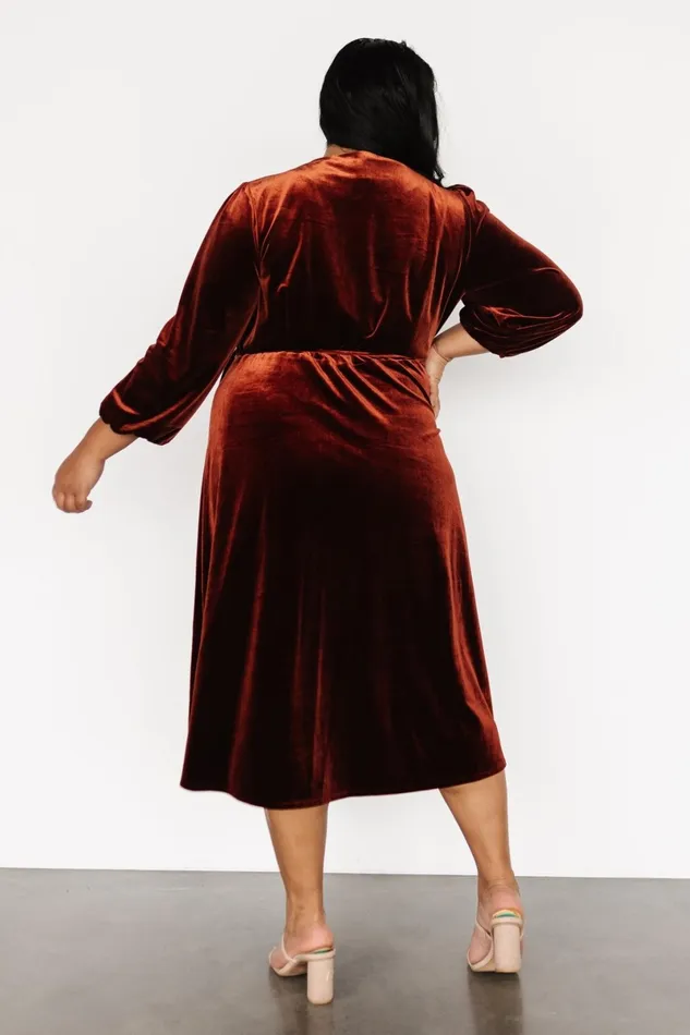 Beckinsale Velvet Wrap Dress Cinnamon Women Baltic Born Midi Dresses Beckinsale Velvet Wrap Dress Cinnamon Women Baltic Born Midi Dresses