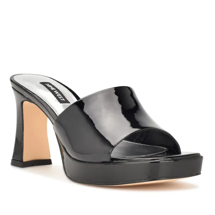 Beez Platform Sandals Black Patent Women Nine West Dress Beez Platform Sandals Black Patent Women Nine West Dress