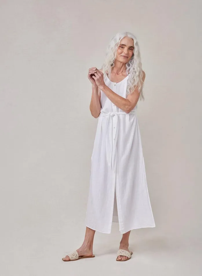 Bella Dahl Belted Button Front Sleeveless Dress White Women Maxi Dresses Bella Dahl Belted Button Front Sleeveless Dress White Women Maxi Dresses