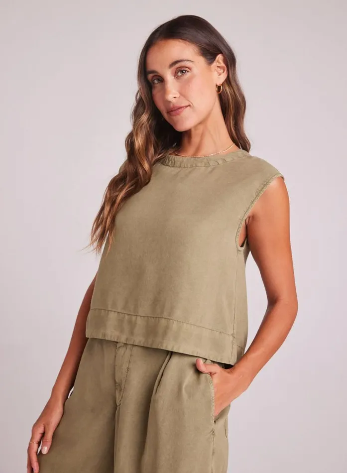 Bella Dahl Boxy Button Back Top 8211 French Olive Women Sleeveless Bella Dahl Boxy Button Back Top 8211 French Olive Women Sleeveless