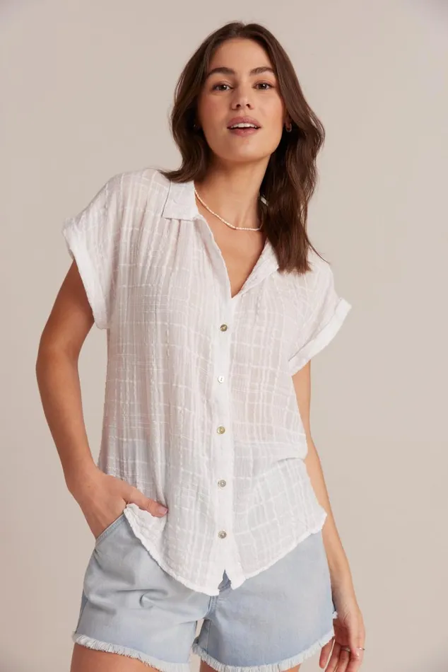 Bella Dahl Cap Sleeve Button Down 8211 White Women Short Sleeve