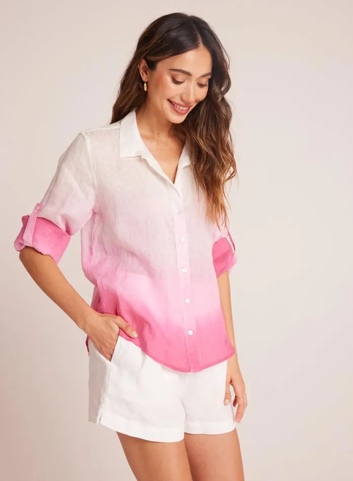 Bella Dahl Capri Button Down 8211 Pink Ombre Dye Women Long Sleeve Bella Dahl Capri Button Down 8211 Pink Ombre Dye Women Long Sleeve