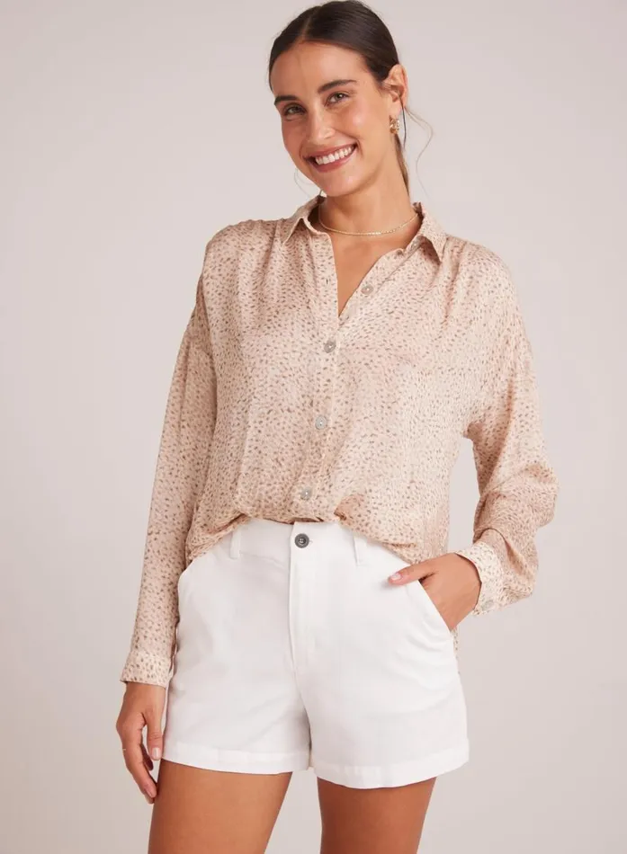Bella Dahl Flowy Shirt 8211 Salvador Sand Print Women Button Down