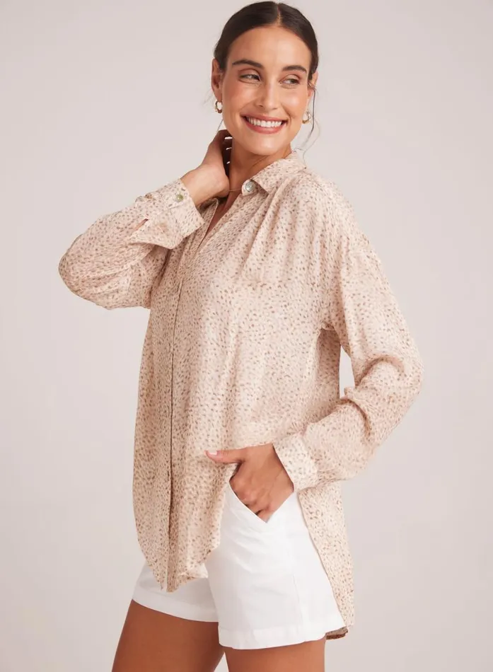 Bella Dahl Flowy Shirt 8211 Salvador Sand Print Women Button Down Bella Dahl Flowy Shirt 8211 Salvador Sand Print Women Button Down