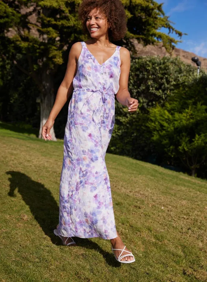 Bella Dahl Linen Button Front Dress 8211 Iris Floral Print Women Maxi Dresses Bella Dahl Linen Button Front Dress 8211 Iris Floral Print Women Maxi Dresses