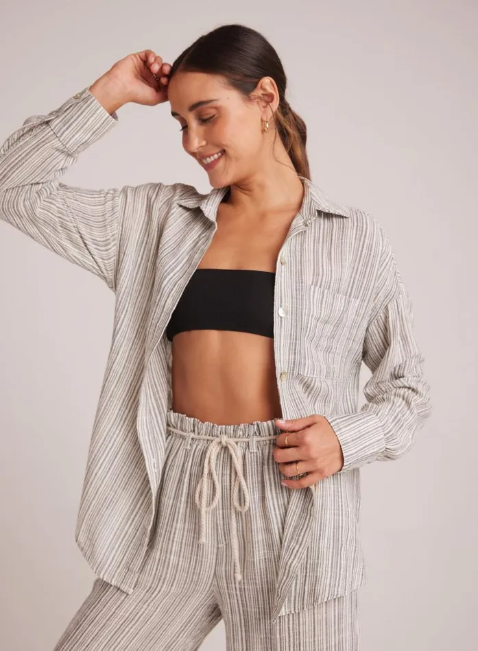 Bella Dahl Oversize Pocket Button Down 8211 Eze Slub Stripe Women Long Sleeve