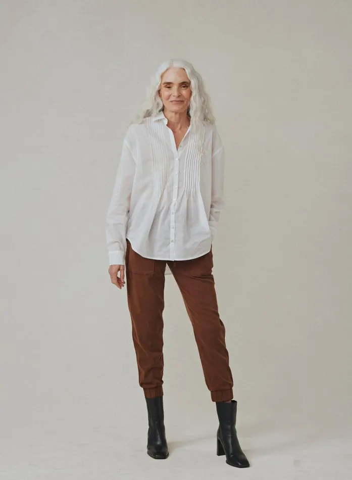 Bella Dahl Pintuck Flowy Shirt 8211 White Women Button Down