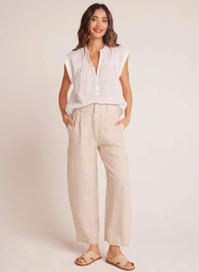 Bella Dahl Relaxed Pleat Front Trouser 8211 Linen Sand Women Pants