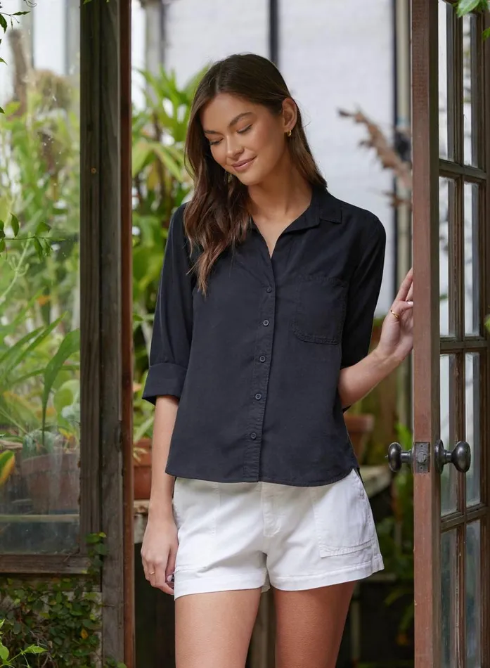 Bella Dahl Shirt Tail Button Down 8211 Vintage Black Women Long Sleeve