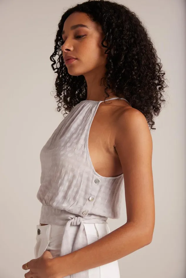 Bella Dahl Side Tie Button Halter 8211 Silver Pearl Women Sleeveless Bella Dahl Side Tie Button Halter 8211 Silver Pearl Women Sleeveless