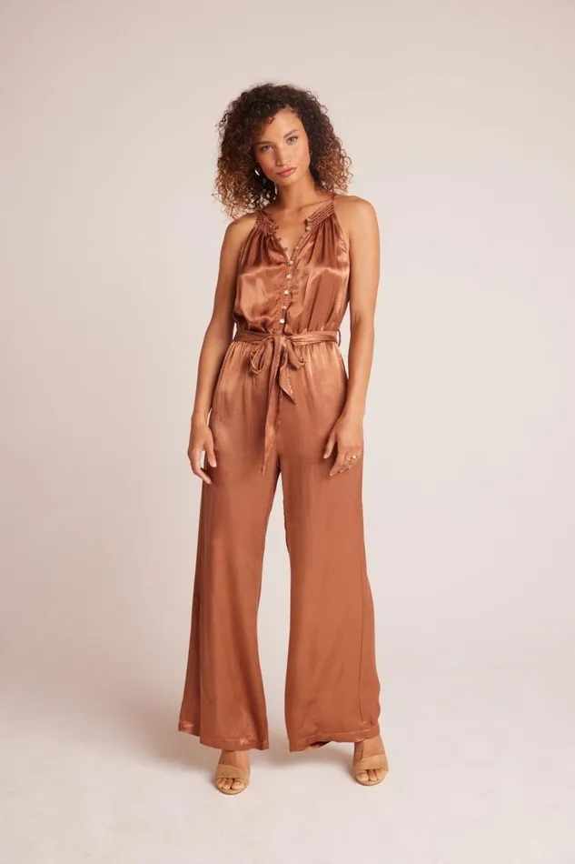 Bella Dahl Smocked Halter Neck Jumpsuit 8211 Curacao Coconut Women Rompers and Jumpsuits