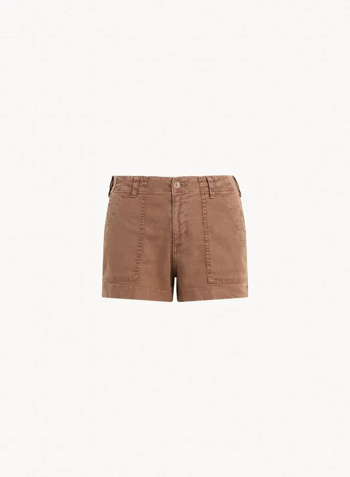 Bella Dahl Sol Utility Tab Trouser Short 8211 Sahara Brown Women Shorts