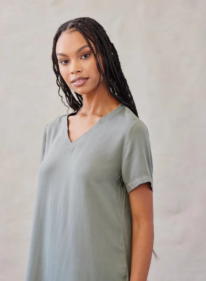 Bella Dahl VNeck Tee Dress 8211 Soft Army Women Mini Dresses Bella Dahl VNeck Tee Dress 8211 Soft Army Women Mini Dresses