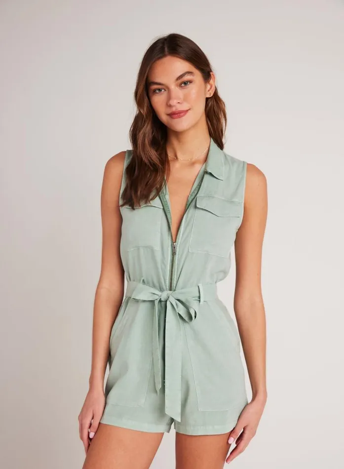 Bella Dahl Zip Front Romper 8211 Oasis Green Women Rompers and Jumpsuits Bella Dahl Zip Front Romper 8211 Oasis Green Women Rompers and Jumpsuits