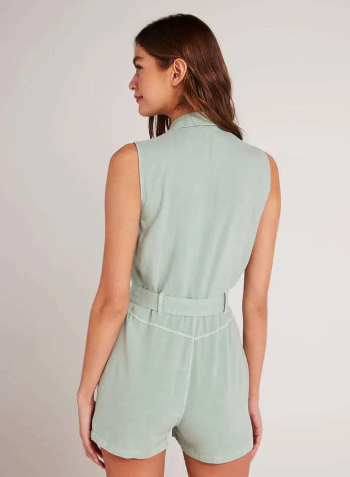 Bella Dahl Zip Front Romper 8211 Oasis Green Women Rompers and Jumpsuits Bella Dahl Zip Front Romper 8211 Oasis Green Women Rompers and Jumpsuits
