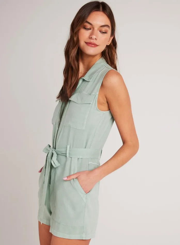 Bella Dahl Zip Front Romper 8211 Oasis Green Women Rompers and Jumpsuits Bella Dahl Zip Front Romper 8211 Oasis Green Women Rompers and Jumpsuits